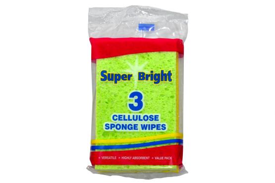 10 X 3/PK SUPER BRIGHT CELLULOSE SPONGE WIPES. SU101J-1 \\\KD19839