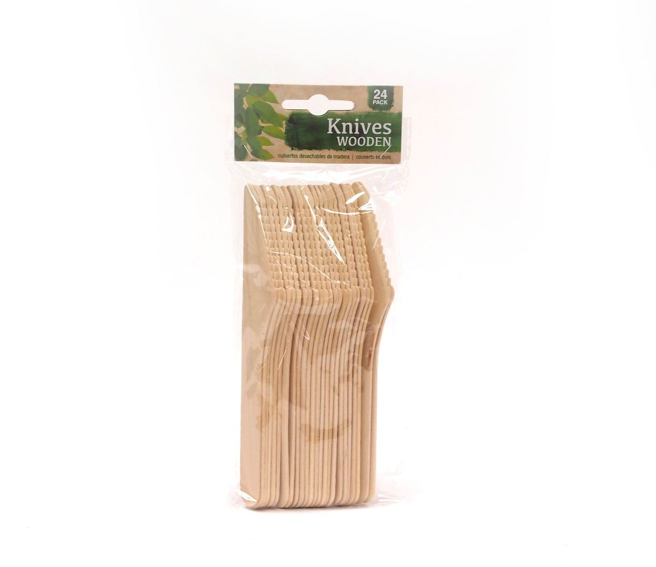 BIODEGRADABLE WOODEN DISPOSABLE KNIVES 24/PK. OB0257 \\\KD19885