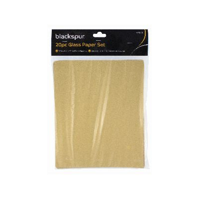 BLACKSPUR ASSORTED GRITS GLASS SAND PAPER 20/PK. GP273 \\\KD19935