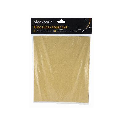 BLACKSPUR ASSORTED GRITS GLASS SAND PAPER 10/PK. GP271 \\\KD19936