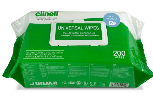 CLINELL ANTIBACTERIAL HYGIENE UNIVERSAL WIPES 200/PK. CW200 \\\KD19939