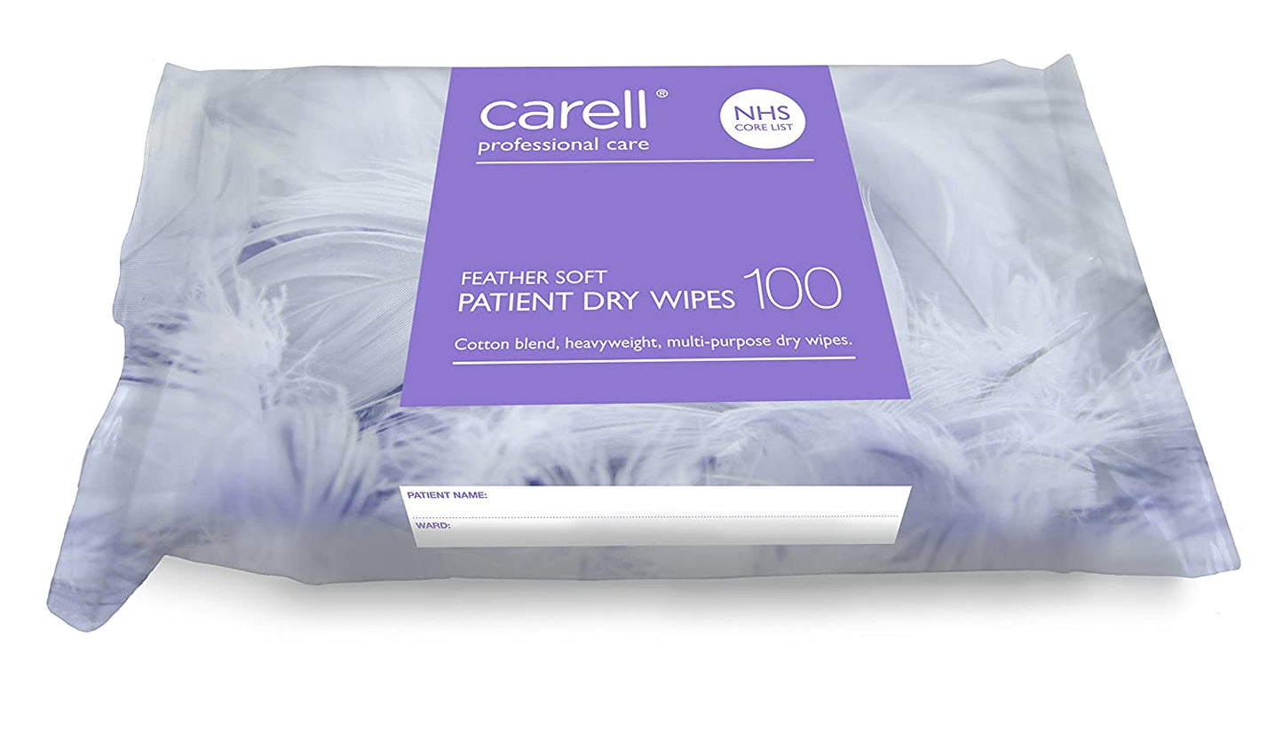 CARELL PROFESSIONAL FEATHER SOFT PATIENT DRY WIPES 100/PK. CPDW1 443103 \\\KD19966