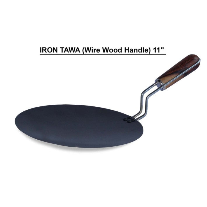 IRON TAWA PAN 11" / 28CM WITH WOODEN HANDLE. TS36482 \\\KD19967