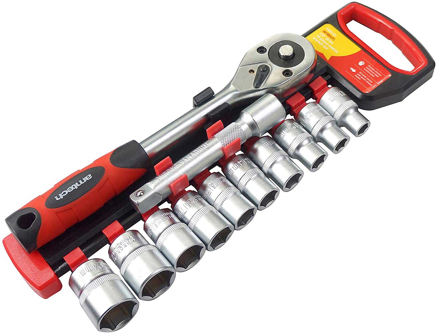 AMTECH 1/2" DRIVE CHROME VANADIUM STEEL METRIC WRENCH 12 PCS SET. I0371 \\\KD19971