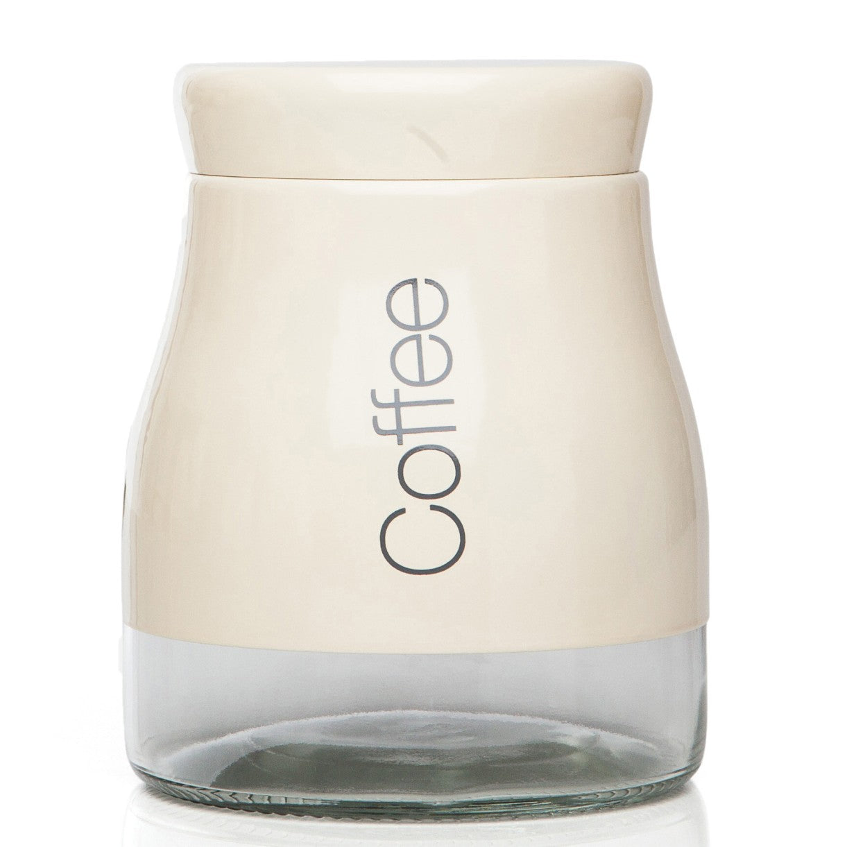 SABICHI CREAM STAINLESS STEEL GLASS STORAGE SCREW TOP COFFEE JAR. 102591 \\\KD19980