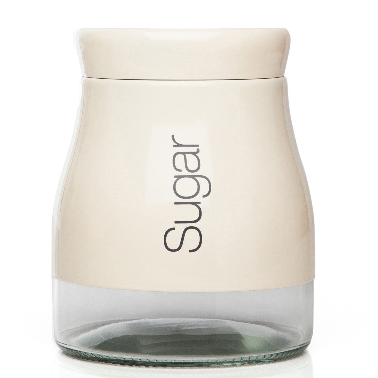 SABICHI CREAM STAINLESS STEEL GLASS STORAGE SCREW TOP SUGAR JAR. 102607 \\\KD19981