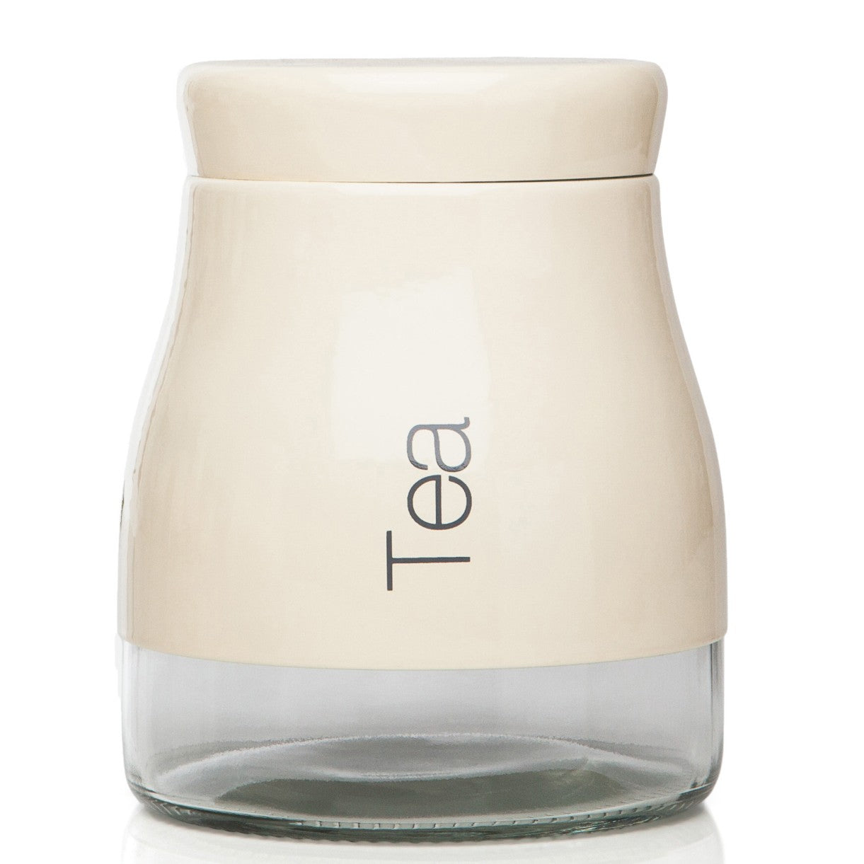SABICHI CREAM STAINLESS STEEL GLASS STORAGE SCREW TOP TEA JAR. 104496 \\\KD19982