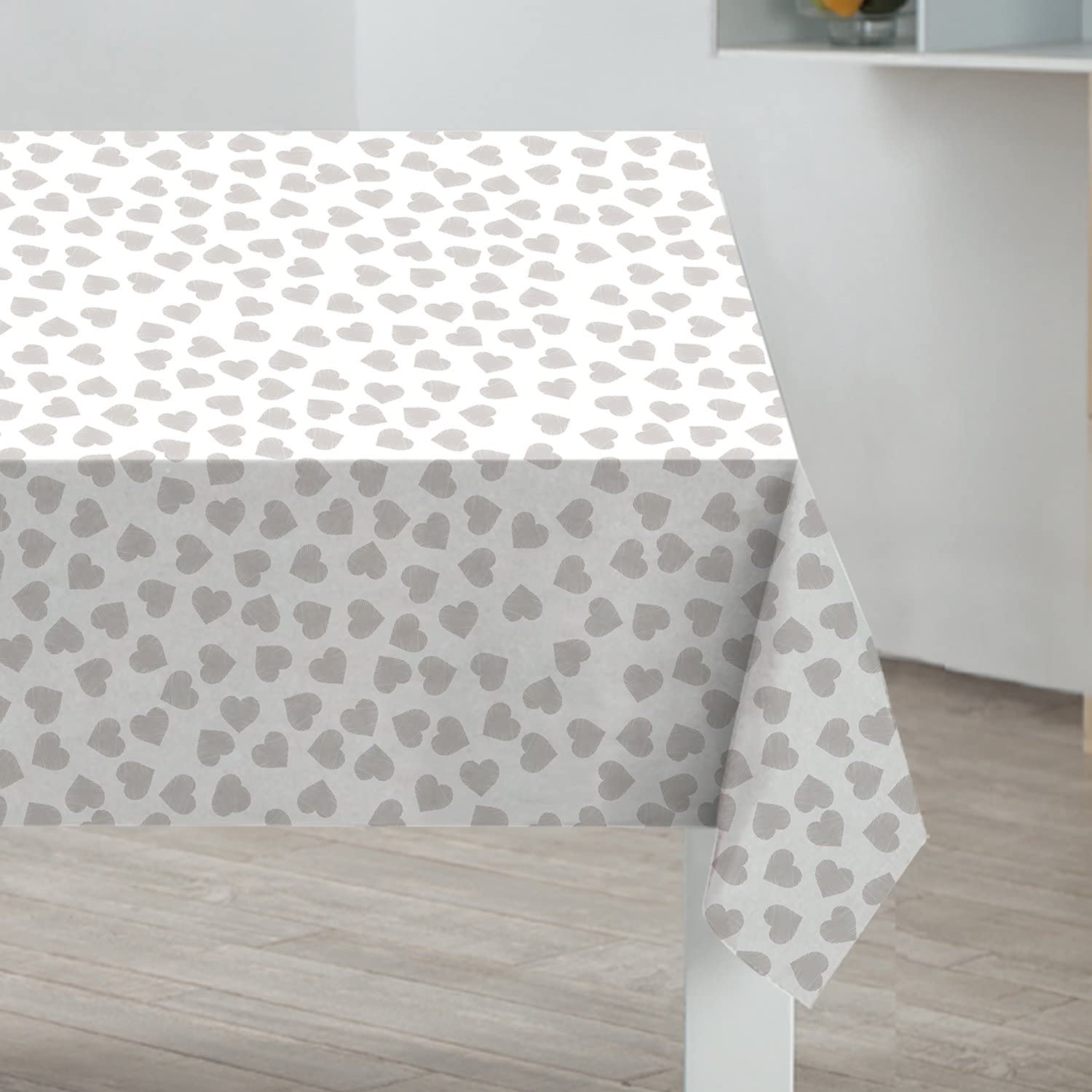 SABICHI HEARTS WIPE & CLEAN REUSABLE PVC TABLE CLOTH 132CM X 178CM. 186621 \\\KD19985