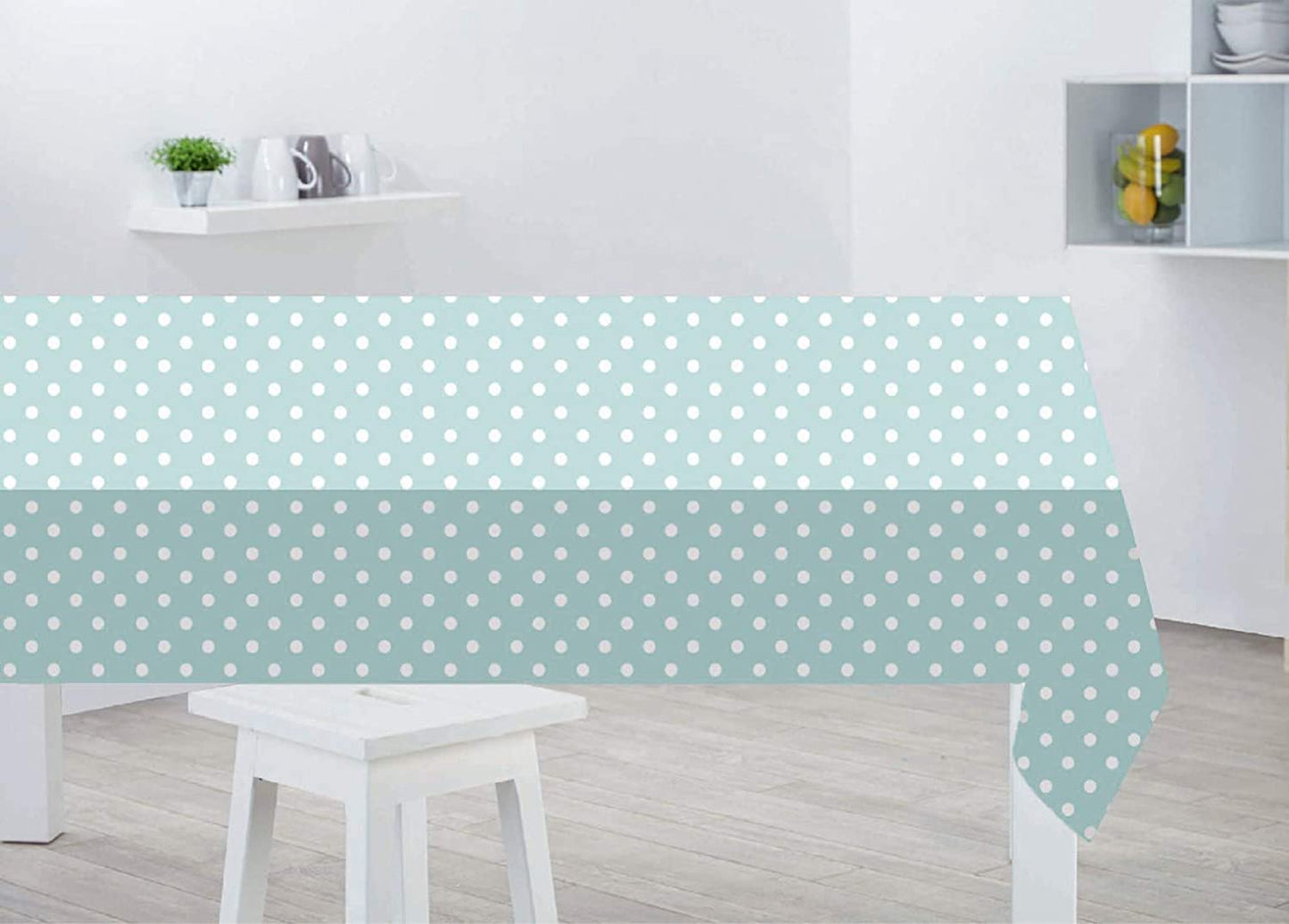 SABICHI DUCK EGG POLKA DOT WIPE & CLEAN REUSABLE PVC TABLE CLOTH 132CM X 178CM. 191687 \\\KD19986