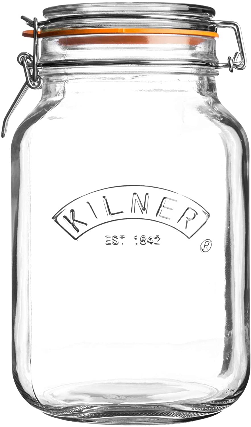 KILNER TRANSPARENT SQUARE CLIP TOP JAR 2 LITRE. 0025513 \\\KD20028