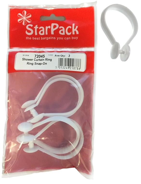 STARPACK SNAP ON SHOWER CURTAIN RING 3/PK. 72045 \\\KD20045