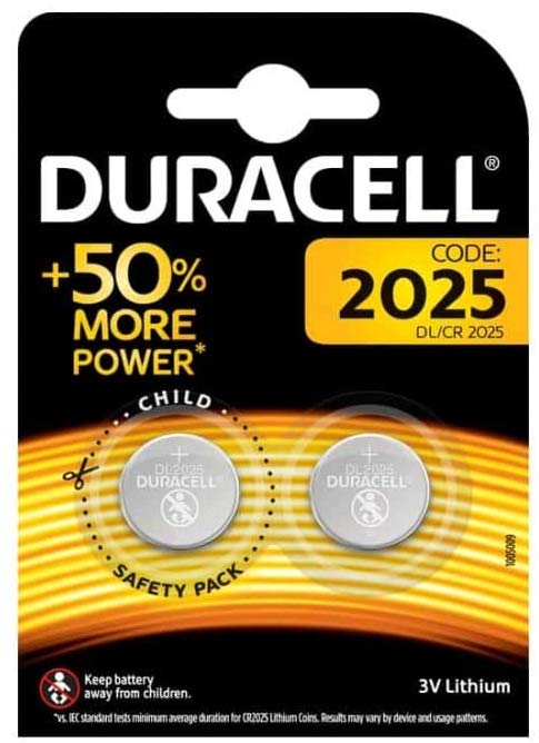 DURACELL DL2025 CR2025 ECR2025 LITHIUM COIN CELL BATTERY 3V 2/PK. DL2025B2 \\\KD20062