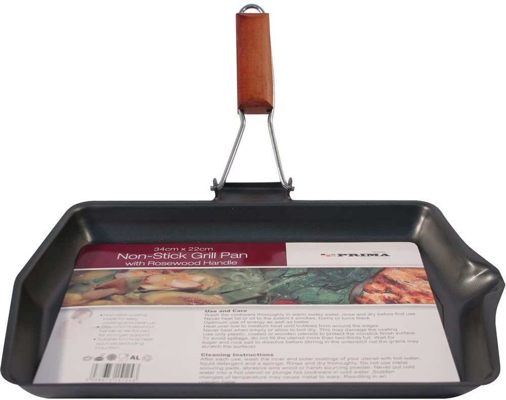 PRIMA NON STICK GRILL PAN WITH ROSEWOOD HANDLE 34CM X 22CM. 15124C \\\KD20066
