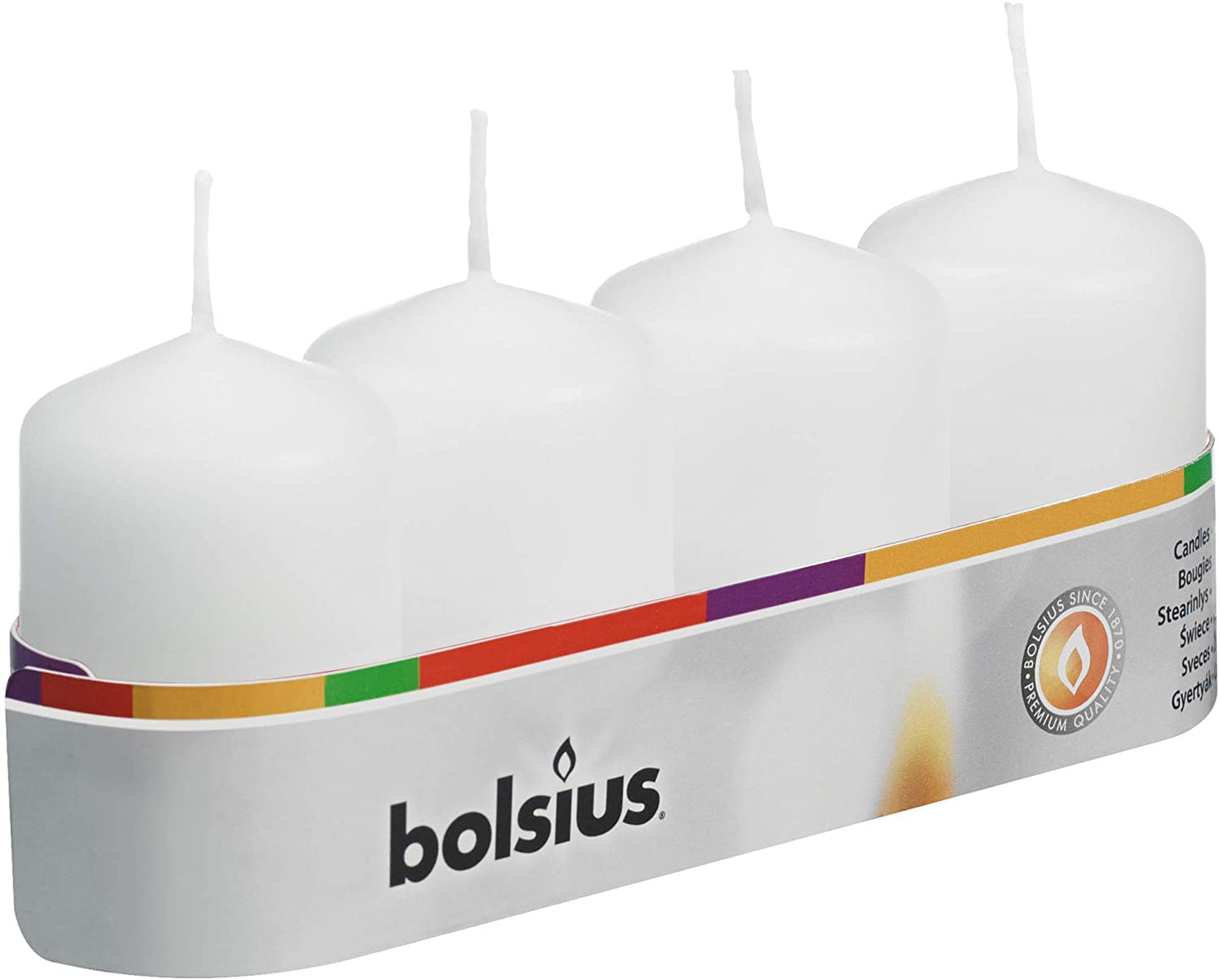 BOLSIUS PILLAR CANDLE WHITE 60MM X 40MM 4/PK. 103612566702 \\\KD20088