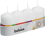 BOLSIUS PILLAR CANDLE WHITE 60MM X 40MM 4/PK. 103612566702 \\\KD20088