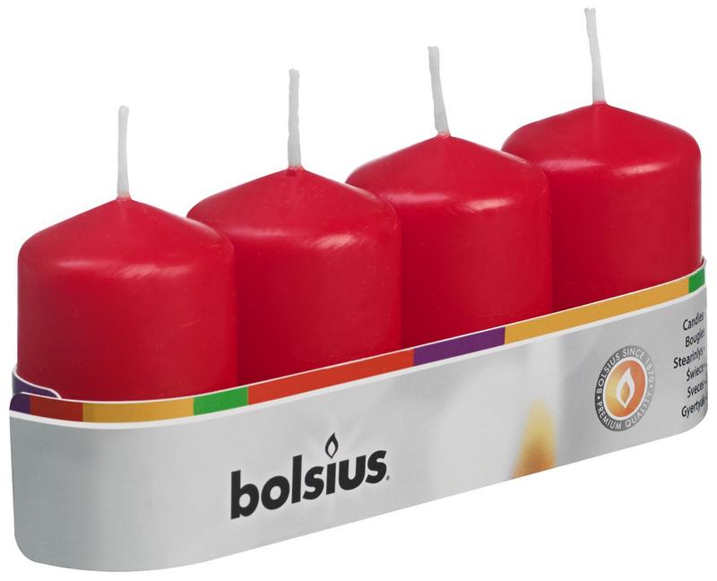 BOLSIUS PILLAR CANDLE RED 60MM X 40MM 4/PK. CN5540 \\\KD20089