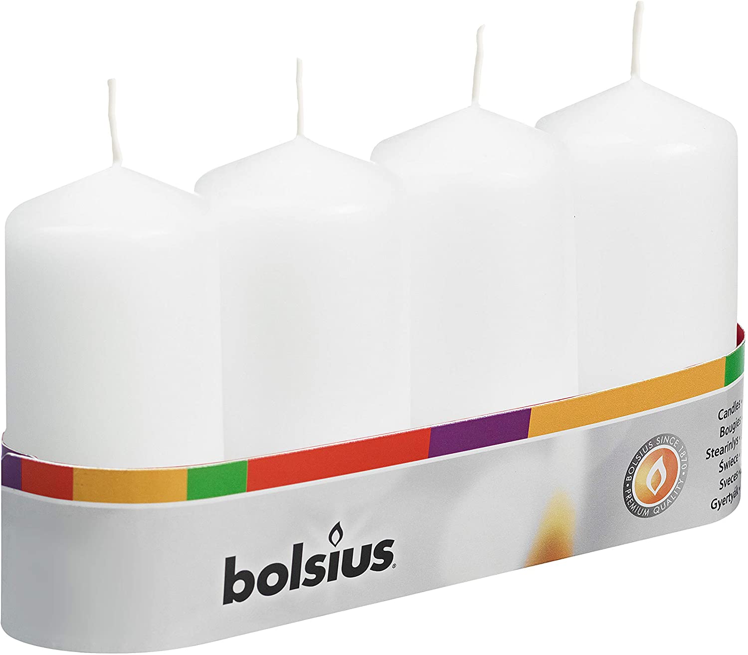 BOLSIUS PILLAR CANDLE WHITE 100MM X 48MM 4/PK. 103613306802 \\\KD20091
