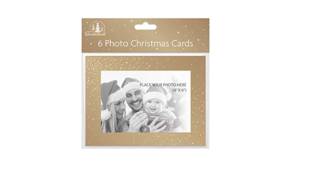 FETIVE WONDERLAND CHRISTMAS PHOTO CARD GOLD WITH DOTS 6/PK. TA2951G \\\KD20111