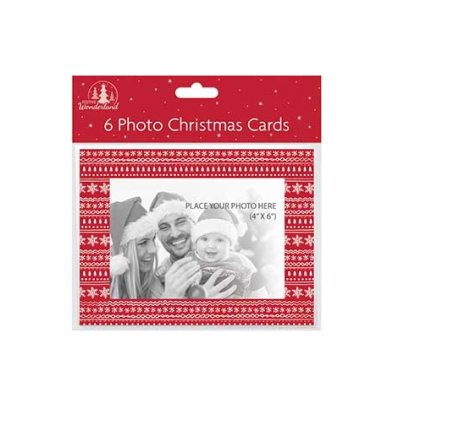 FETIVE WONDERLAND CHRISTMAS PHOTO CARD RED  WITH NORDIC DESIGN 6/PK. TA2951R \\\KD20113