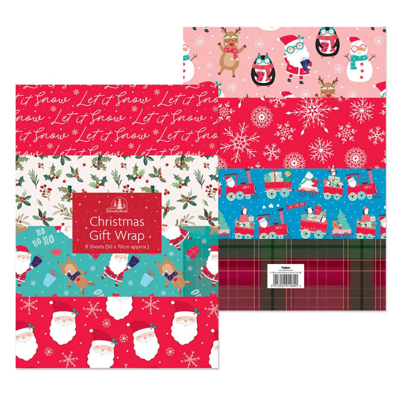 FESTIVE WONDERLAND CHRISTMAS GIFT WRAP SHEET 50CM X 70CM 8/PK. 1489 XA0148 \\\KD20118