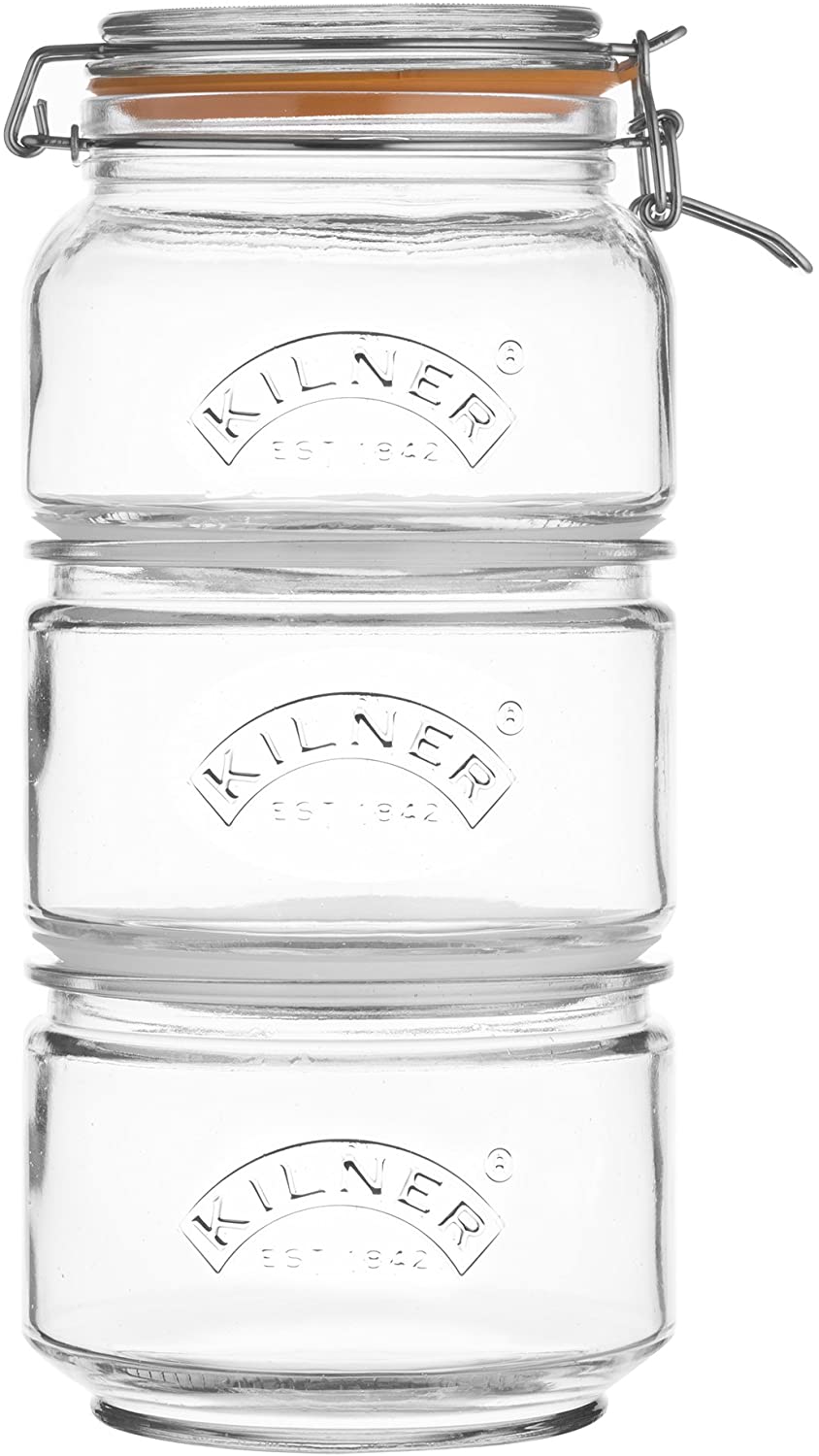 KILNER GLASS STACKABLE STORAGE JAR SET. 0025897 \\\KD20125