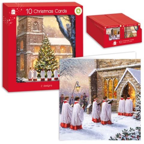 GIFTMAKER CHRISTMAS CHOIR SCENE GREETINGS CARDS 10/PK. GC824 \\\KD20143