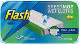 FLASH SPEEDMOP WET CLOTH MOPPING PADS REFILL 12/PK - LEMON. C005186 \\\KD20151