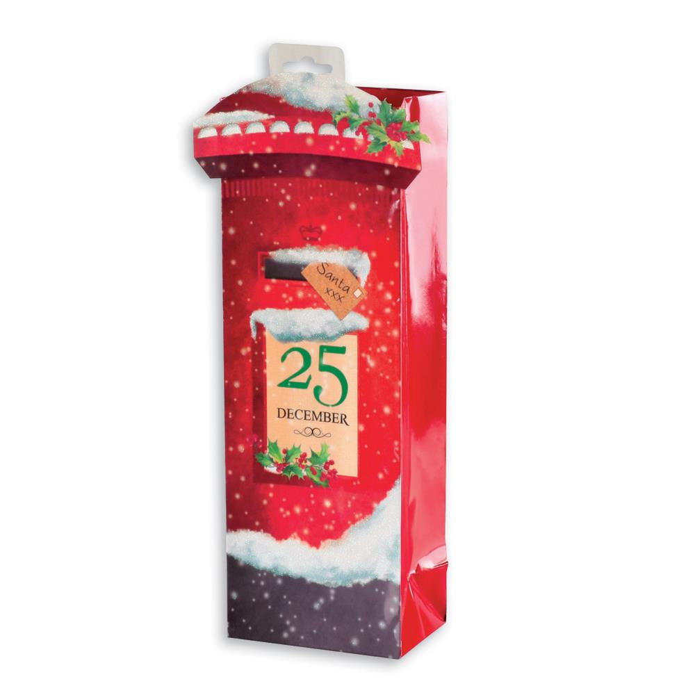 DELUXE CHRISTMAS BOTTLE GIFT BAG - POSTBOX. XAKGB74B \\\KD20155