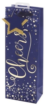 DELUXE NAVY BLUE CHEERS BOTTLE GIFT BAG. XAJGB73B \\\KD20156