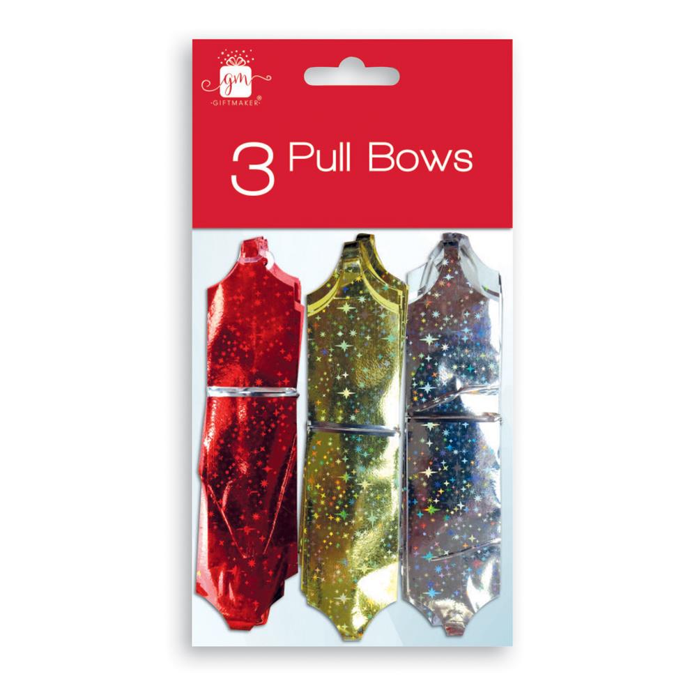 GIFTMAKER ASSORTED COLOUR PULL BOWS 3/PK. XAKGA358 \\\KD20163