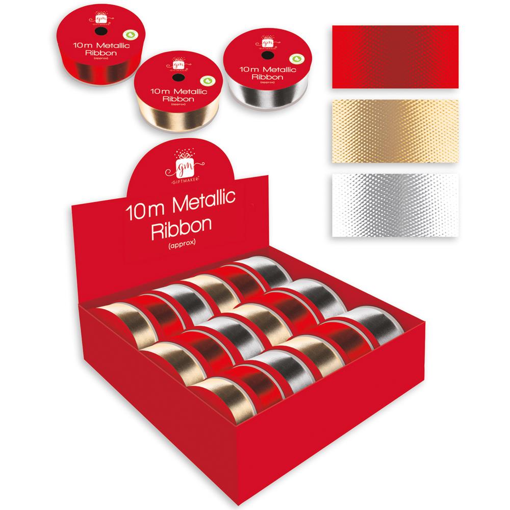 GIFTMAKER METALLIC PARTY RIBBON 3CM X 10M. XAKGA208 \\\KD20165