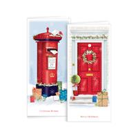 GIFTMAKER CHRISTMAS PORTRAIT GREETINGS CARDS 10/PK - POSTBOX / WREATH. XAJGC905 \\\KD20168