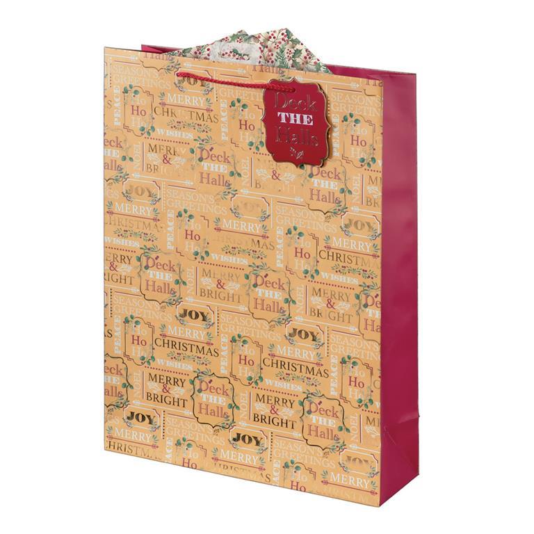 CHRISTMAS LARGE GIFT BAG - FESTIVE TEXT. XAKGB12L \\\KD20183