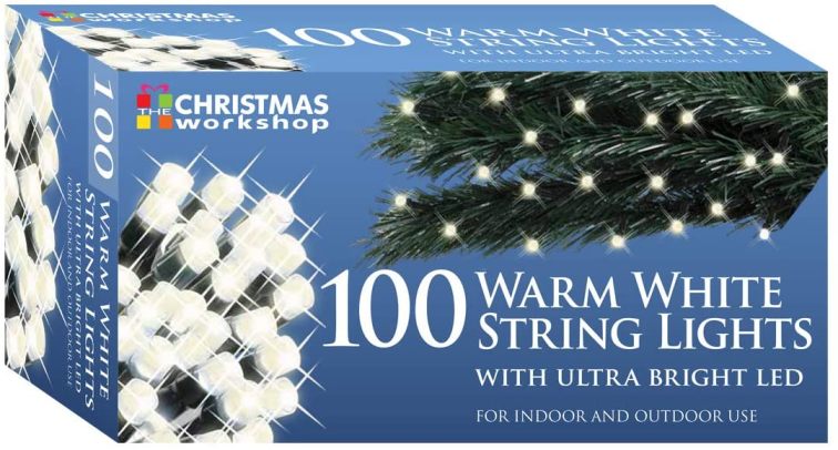 CHRISTMAS WORKSHOP 100 WARM WHITE STRING LED LIGHTS. BML75440 \\\KD20192