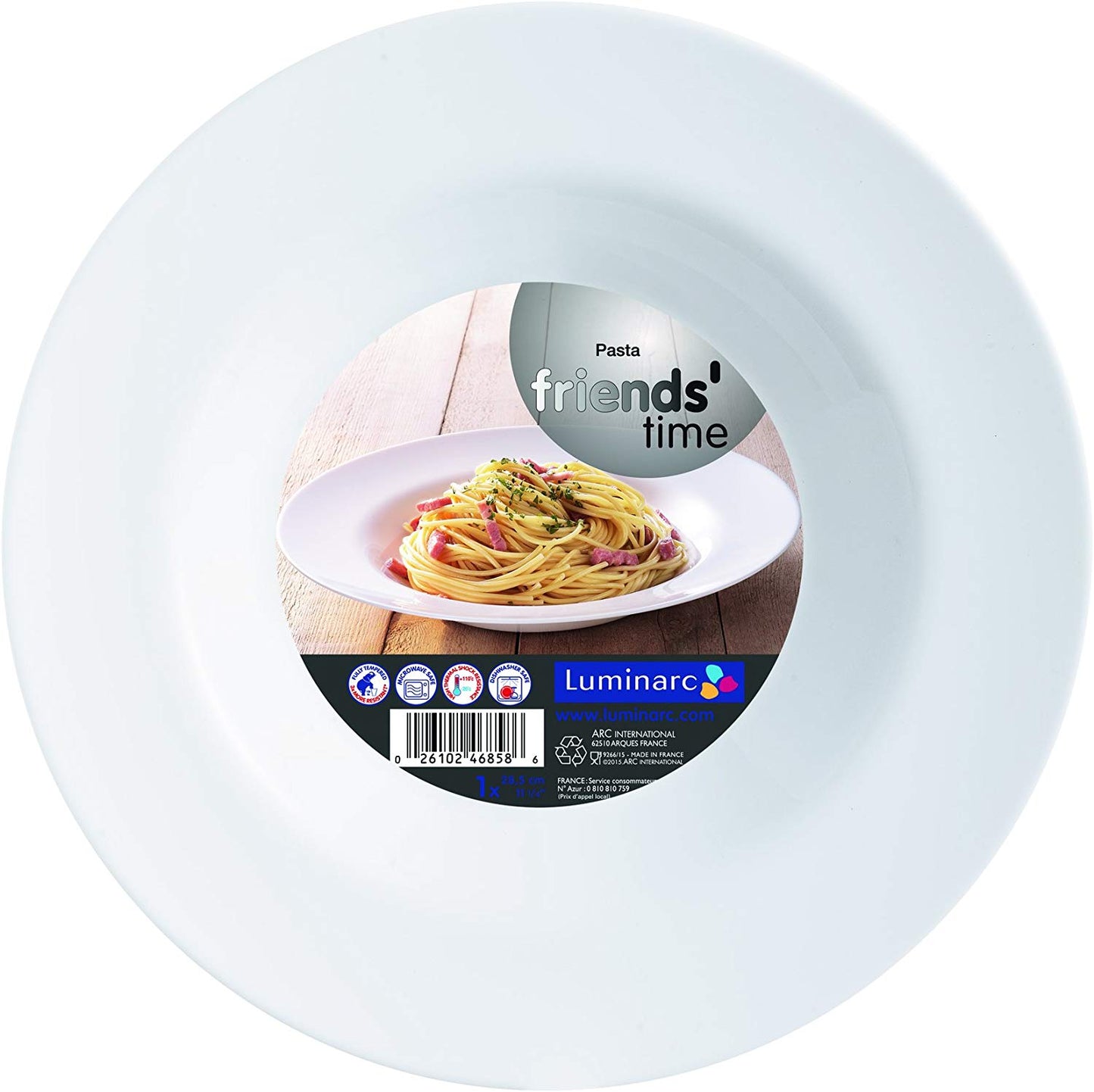 PACK OF 6 LUMINARC FRIENDS TIME PASTA PLATE LARGE 28.5 CM - WHITE. AC8018 \\\KD20231