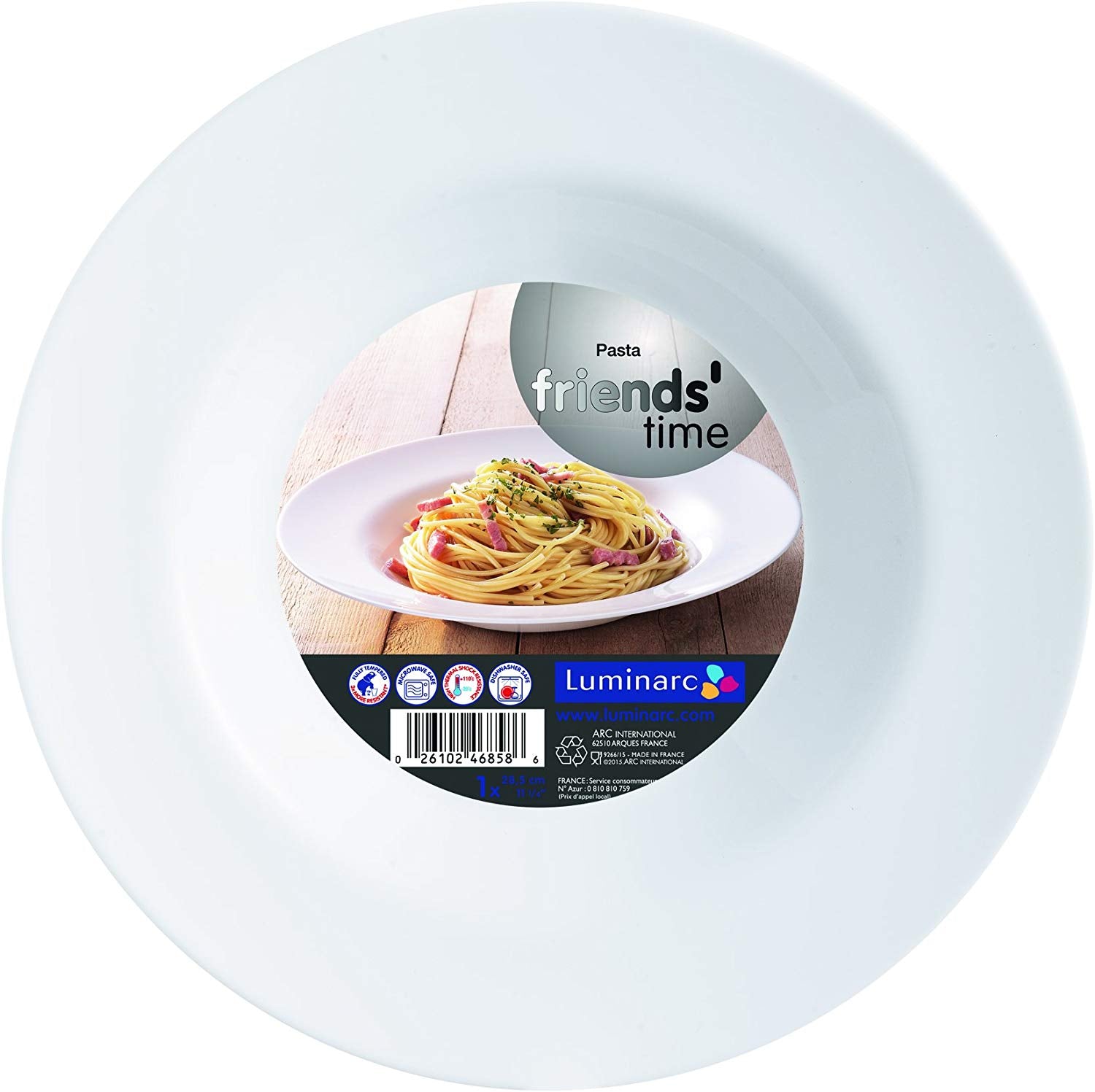PACK OF 6 LUMINARC FRIENDS TIME PASTA PLATE LARGE 28.5 CM - WHITE. AC8018 \\\KD20231