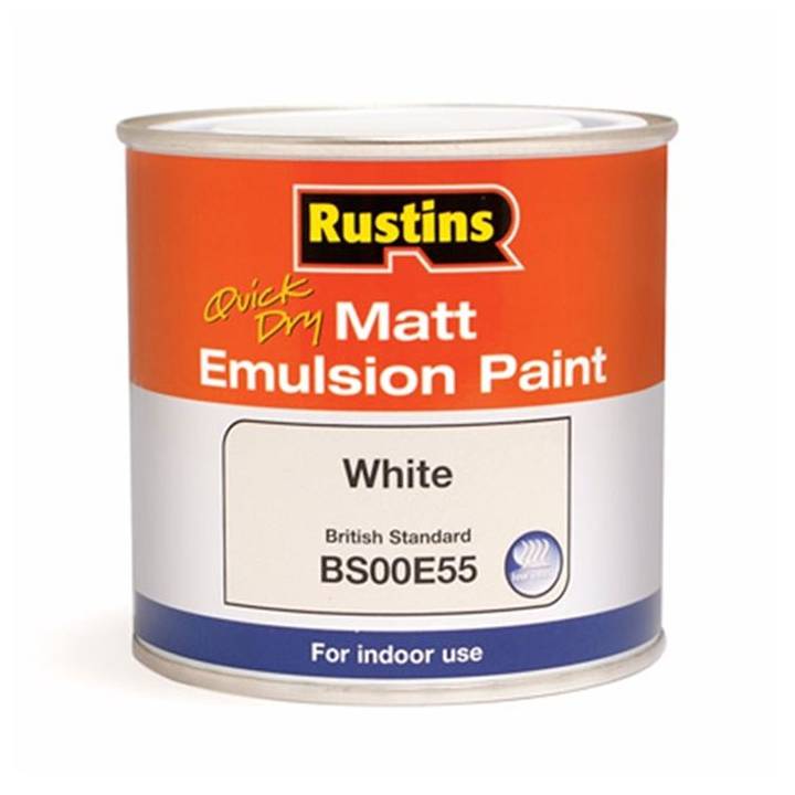 RUSTINS QUICK DRY MATT EMULSION PAINT WHITE 250ML. MEMLW250 \\\KD20323