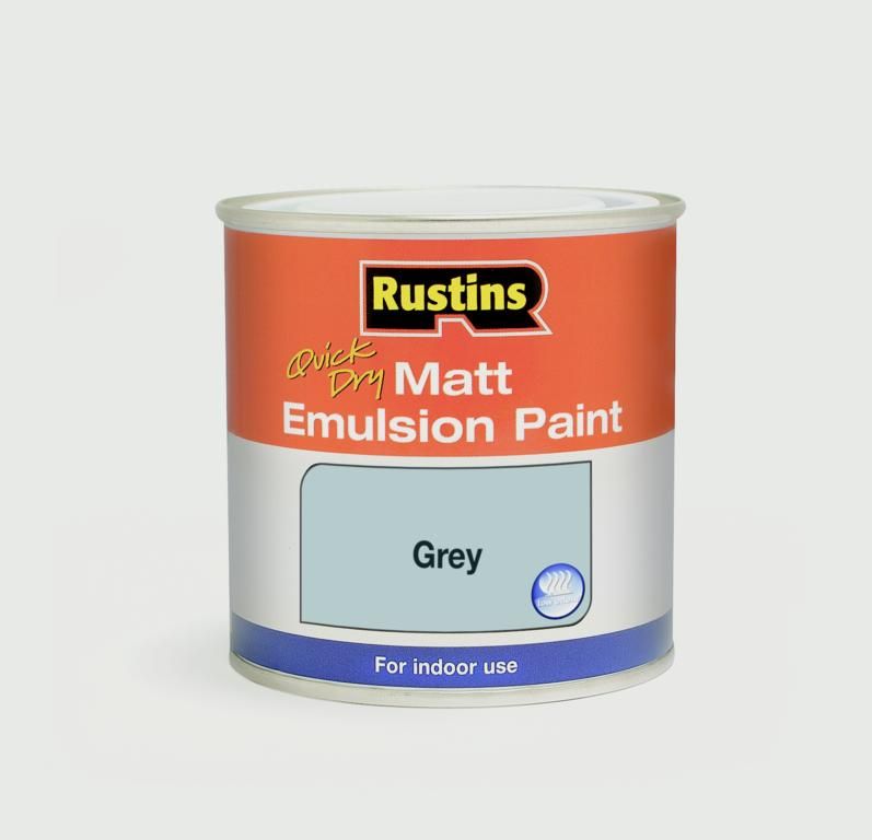 RUSTINS QUICK DRY MATT EMULSION PAINT GREY 250ML. MEMLG250 \\\KD20325