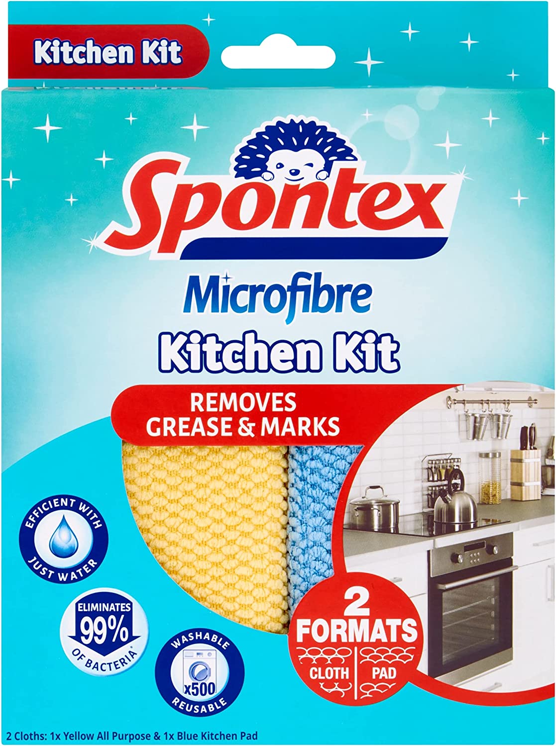 SPONTEX MICROFIBRE KITCHEN KIT (2 CLOTHES). 12090962 \\\KD20340