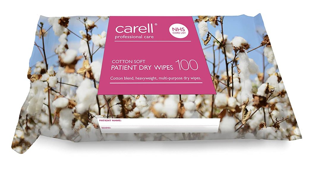 CARELL PROFESSIONAL COTTON SOFT PATIENT DRY WIPES 100/PK. CPDW3 443073 \\\KD20344