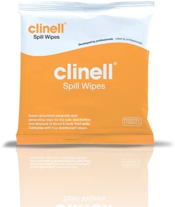 CLINELL SPILL WIPE & 2 DISINFECTANT WIPES. CSW1EU \\\KD20352