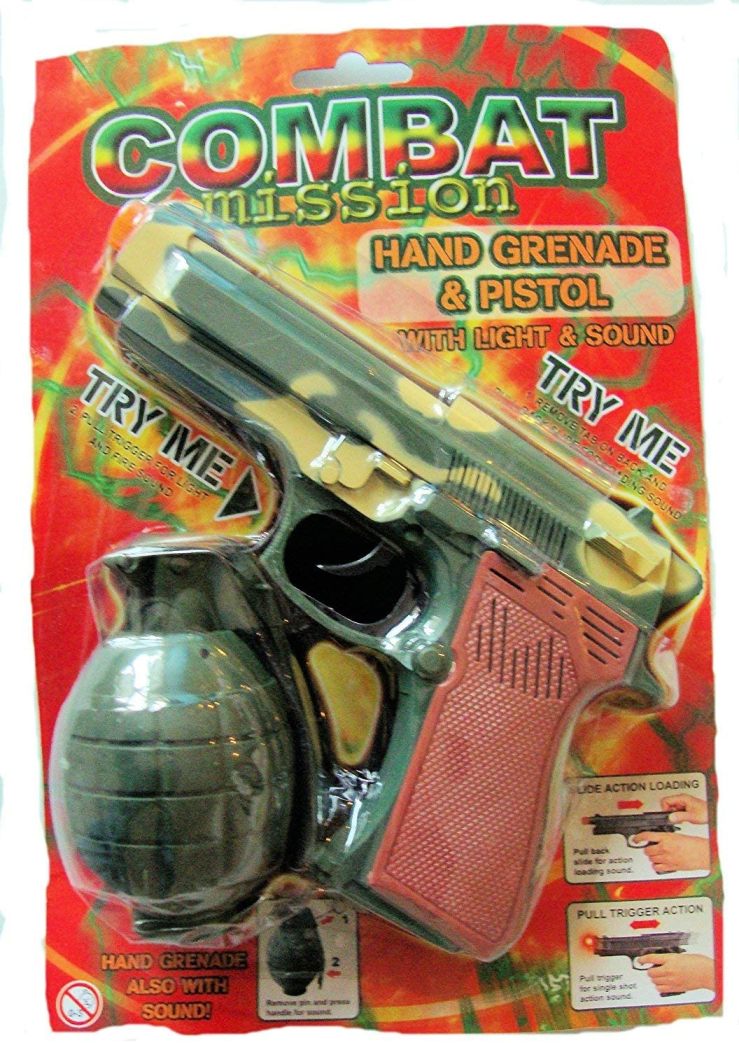 COMBAT MISSION HAND GRENADE & PISTOL WITH LIGHT & SOUND. TY3879 \\\KD20464