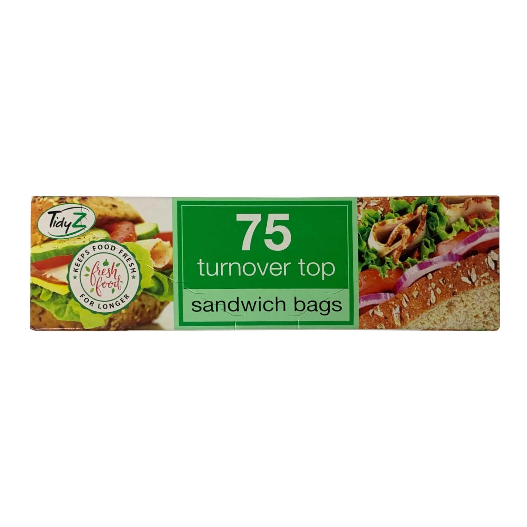 TIDYZ TURNOVER TOP SANDWICH BAGS 75 PACK. B0400 \\\KD20516