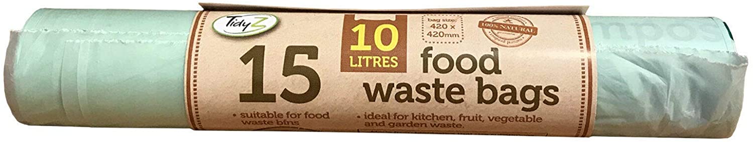 TIDYZ 15 X FOOD WASTE BAGS NATURAL BIOBAGS 10 LITRE BIODEGRADABLE COMPOSTABLE. B0604 \\\KD20517
