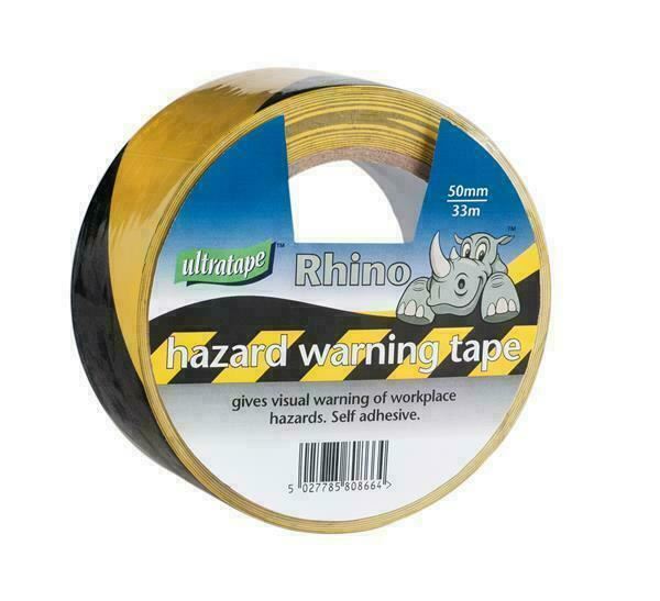 50MM X 33M BLACK & YELLOW HAZARD TAPE. HW37-5033BY-PP \\\KD20522