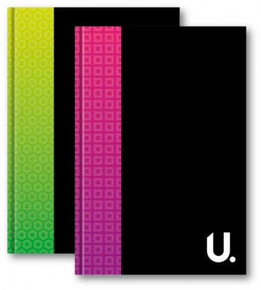 A4 HARD COVER NOTEBOOK PATTERNED SPINE NEON ASSORTED COLOUR. P2527 \\\KD20573