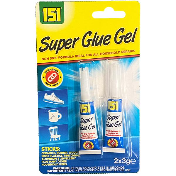 151 EXTRA STRONG NON DRIP ADHESIVE SUPER GLUE GEL 2 X 3G. 1511010A \\\KD20579