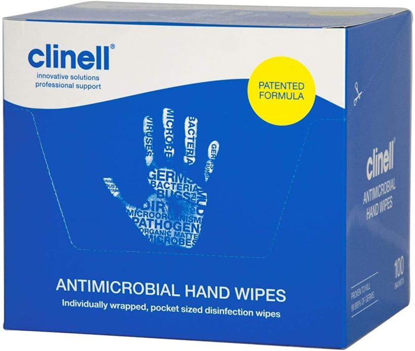 CLINELL ANTIMICROBIAL HAND WIPES INDIVIDUALLY PACK 100/PK. CAHW100 \\\KD20629