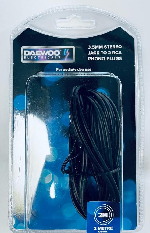DAEWOO 3.5 MM JACK TO RCA PLUG LEAD 2M. AVS1089GED \\\KD20633