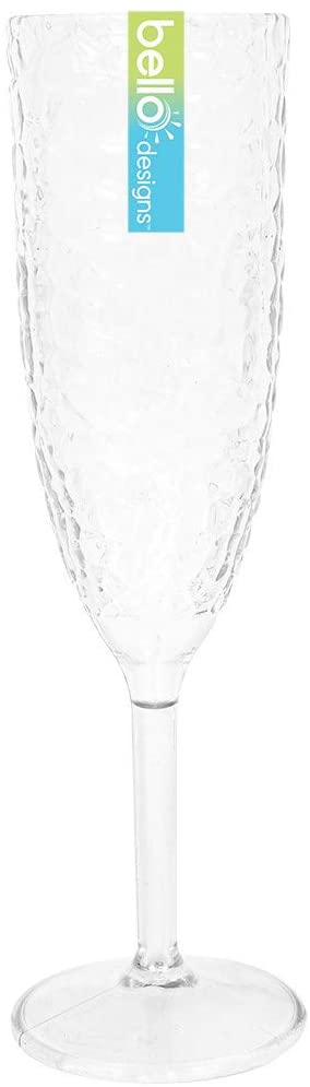 BELLO DIMPLE EFFECT PLASTIC 200ML CHAMPAGNE SPARKLING WINE FLUTE GLASS. AM2742 \\\KD20638
